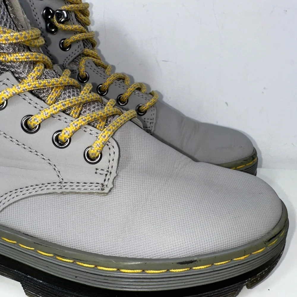 Dr Martens Quinton Mid Grey Moto Combat Military Style Boots Mens 4 Women's 5